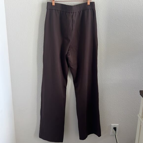 NWT Nordstrom RDI Chocolate Brown Wide Leg Stretch Pants Dress Pant Large - Picture 2 of 8
